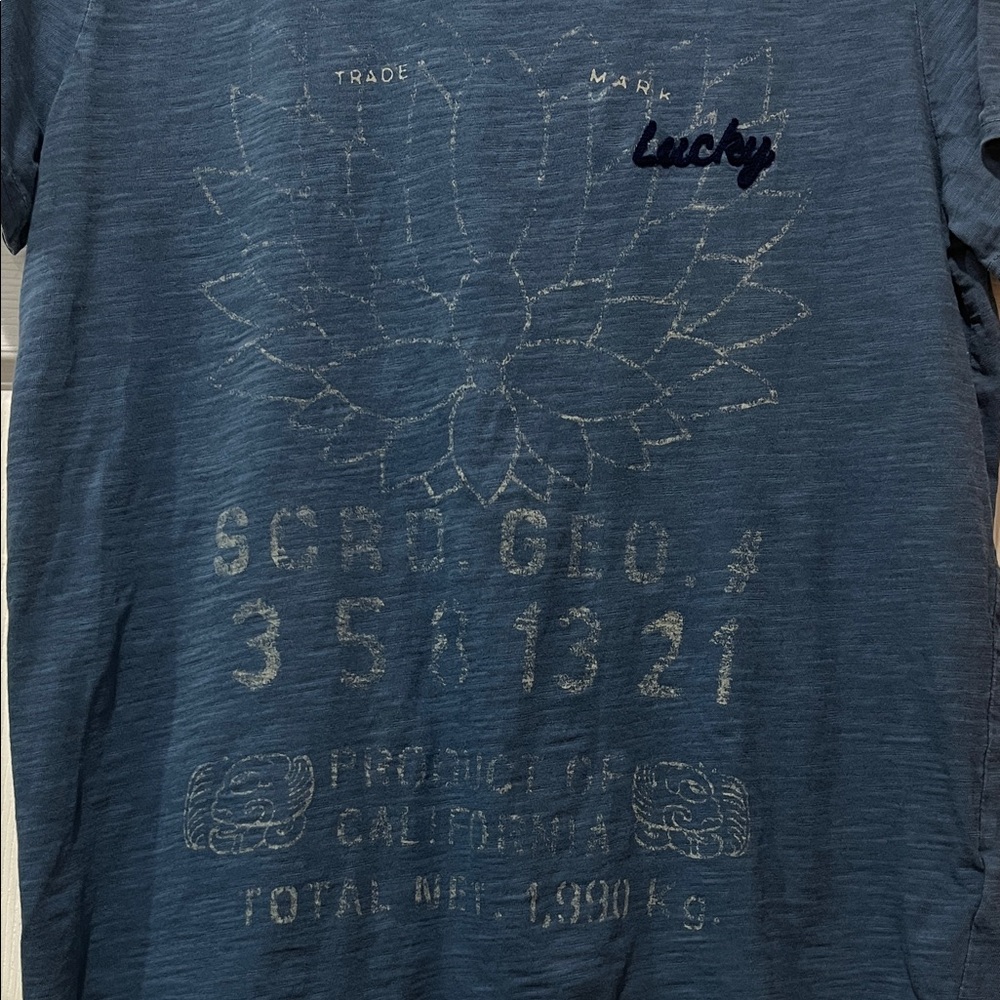 🌷3 Tops for $18 - Lucky Brand Slate Blue Graphic Short Sleeve Tee - Women's Sz M - Picture 3 of 4